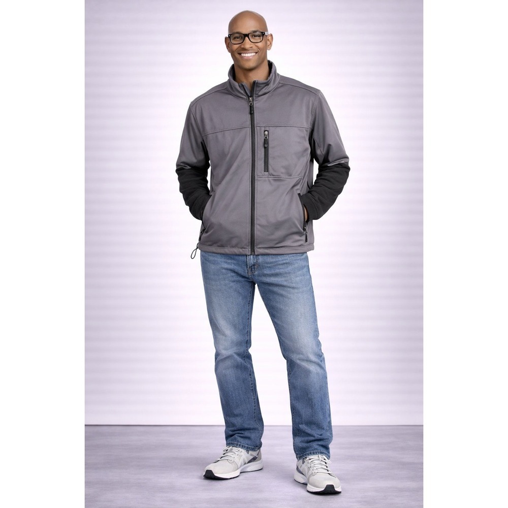 Swiss Tech Mens‎ Gray Black Softshell Jacket Full Zip Outdoor Performance Large